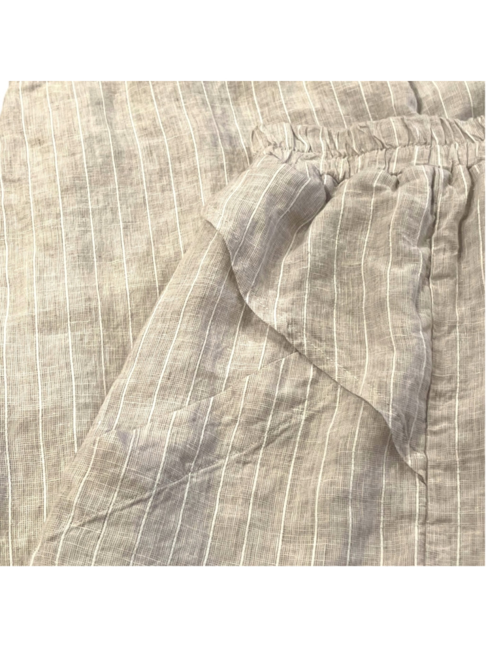 Luukaa Womens Size 10 Cropped Pants Pockets Beige Striped Linen Blend Stone - Picture 4 of 12